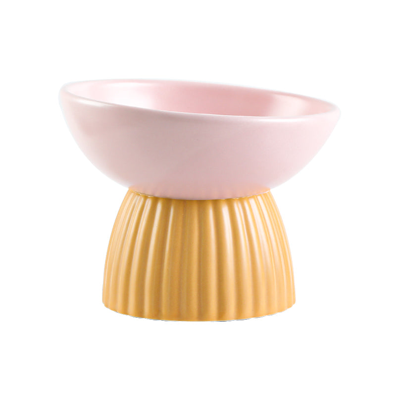 Ceramic Protection Cervical Vertebra Pet Bowl With High Vertical Pattern