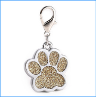 Zinc Alloy Custom Glitter Foot Paw Dog Tag