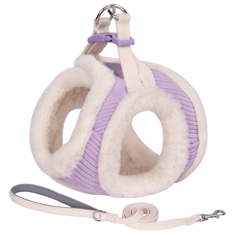 Plush Pet Harness Vest-Style Adjustable Medium And Small