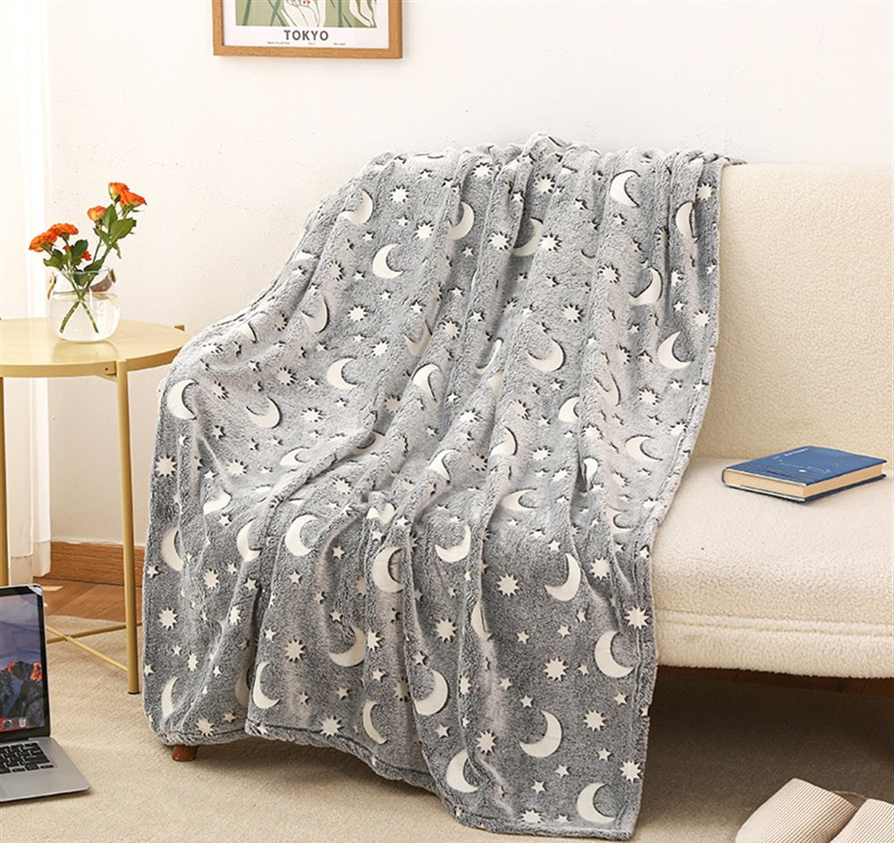 Soft Warm Glow-In-The-Dark Flannel Nap Blanket