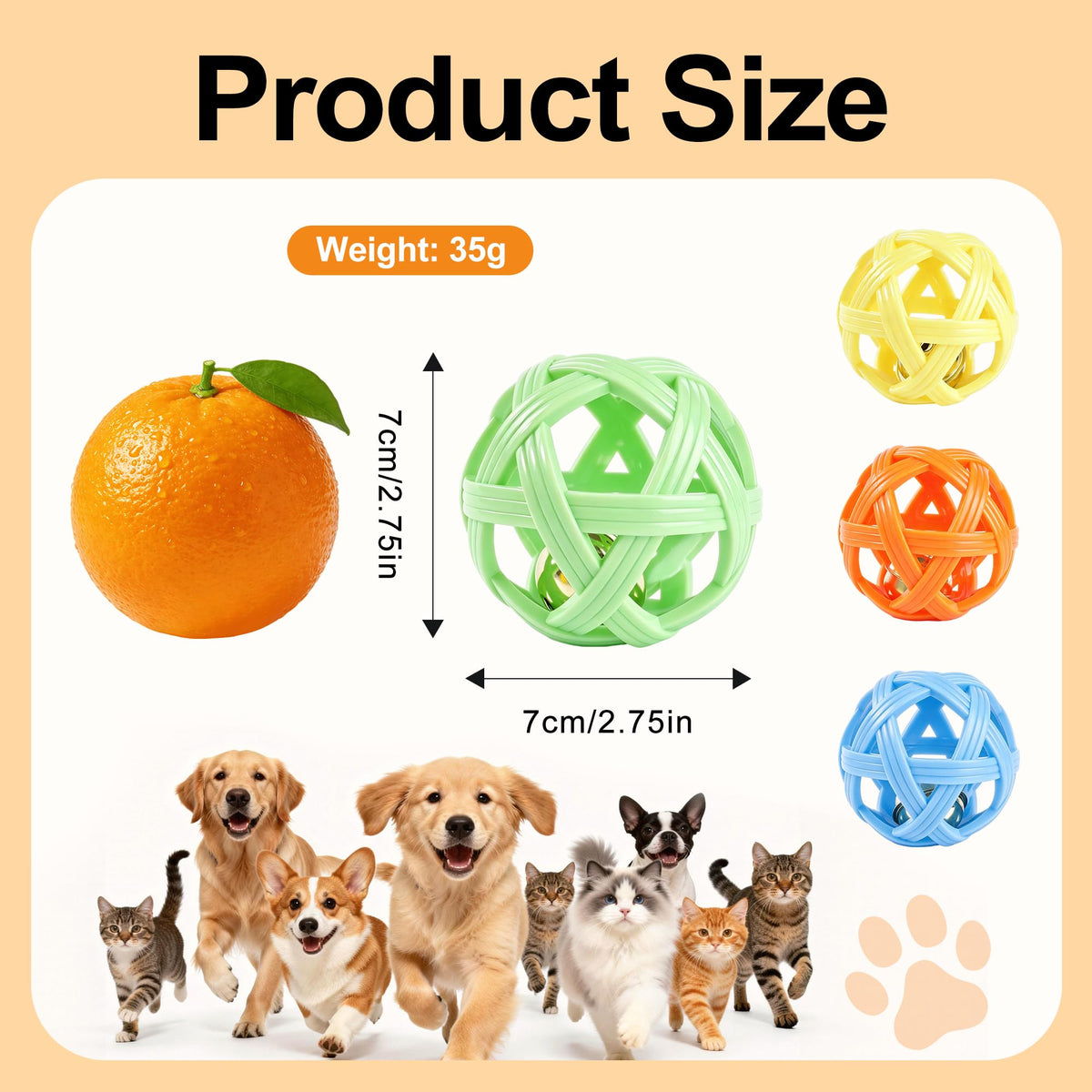 Balls With Inside Bell, Non-Toxic Toys For Small Dogs & Puppies Natural Rubber, Fetch Ball, Treat Dispensing, Interactive Puzzle, Boredom Re