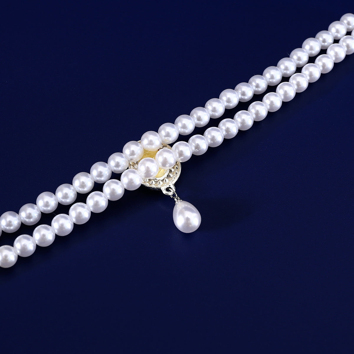 Double-Layer Pearl Pet Necklace Maltese Puppy Luxurious Color Gem Pendant Princess Collar