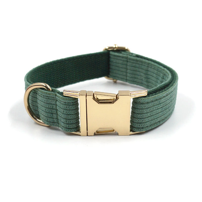 Green Corduroy Dog Collar