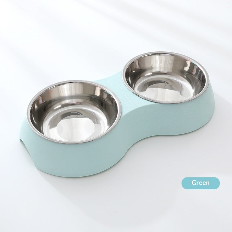 Pet Stainless Steel Double Bowl Dog Feeder In Macaron Colors