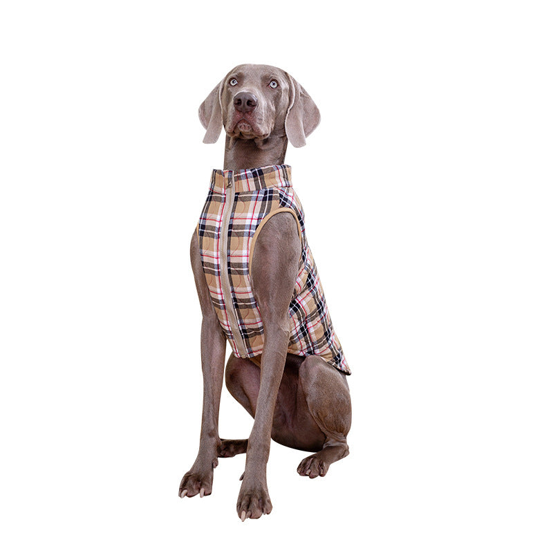 Winter Plaid Zip Dog Down Jacket