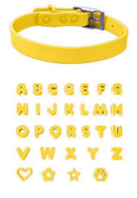 Pet Silicone Collar With Diy Letter And Rhinestone Accents, Adjustable