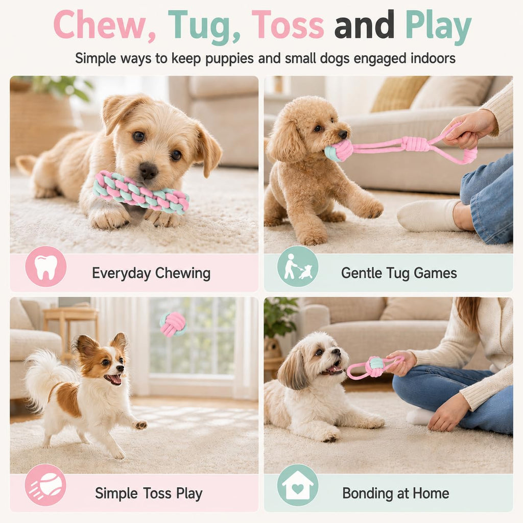 Six-Pack Cotton Rope Puppy Chew Toys