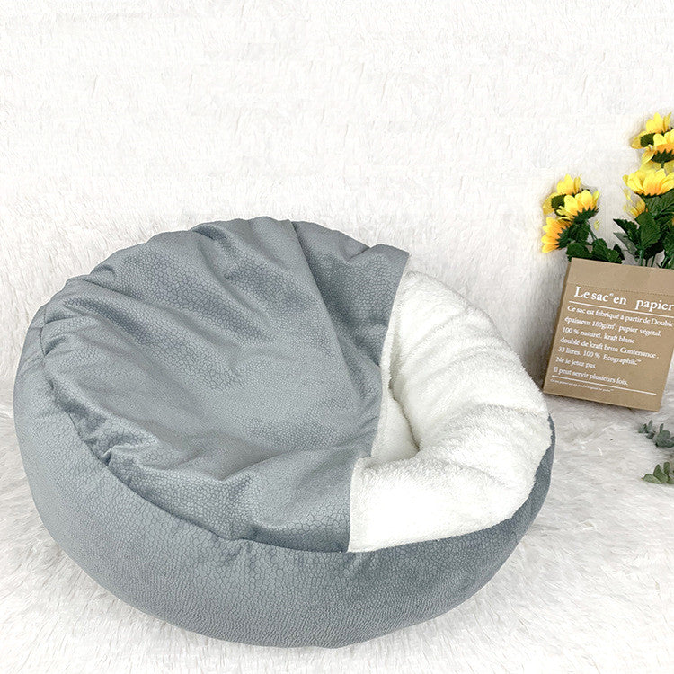 Semi-Enclosed Dog Mat With Thick Warm Cover Nest