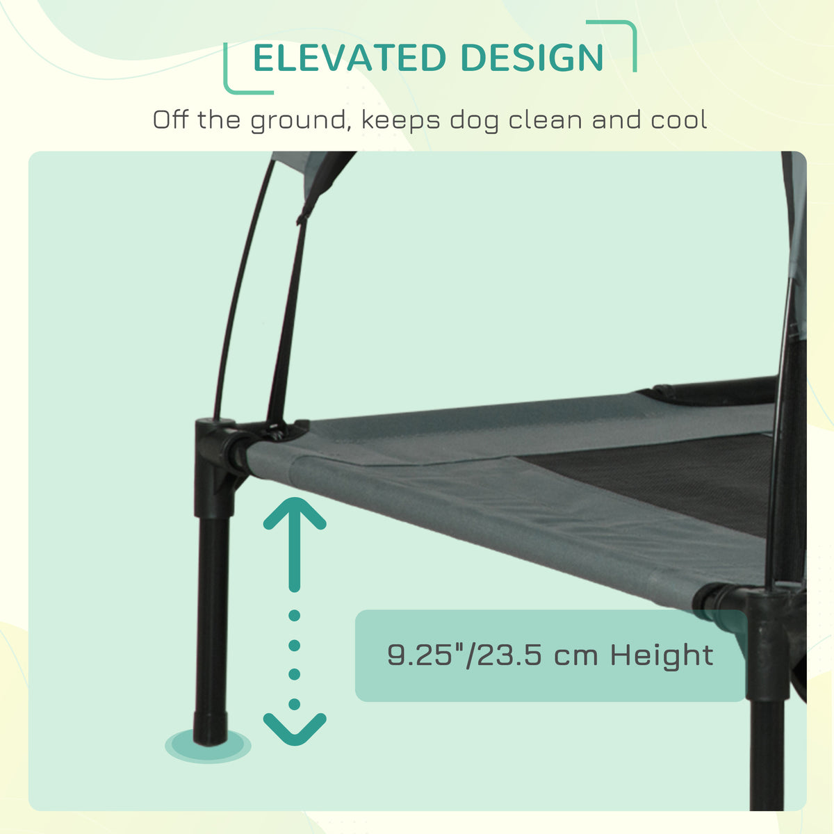 48" X 36" Elevated Portable Dog Cot Cooling Pet Bed With Uv Protection Canopy Shade