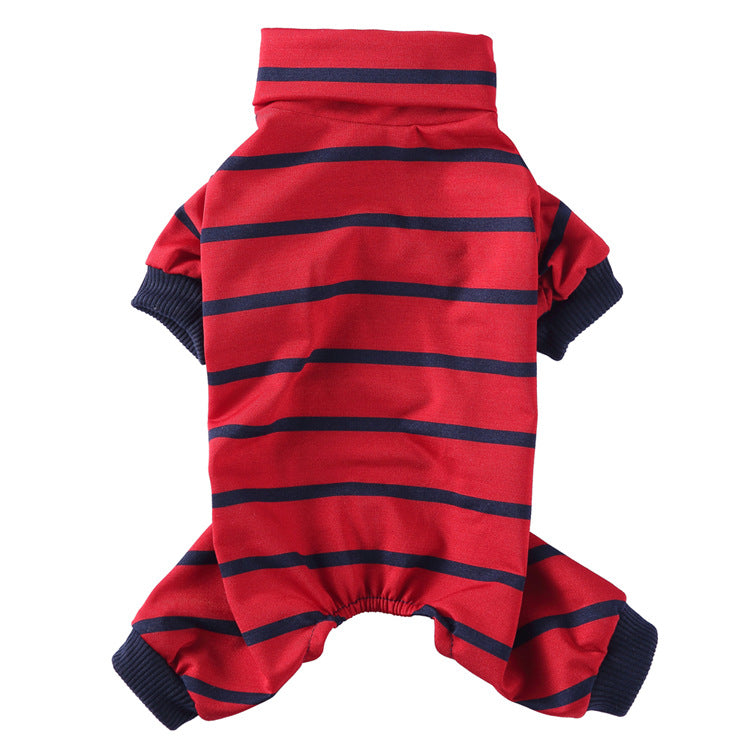 Fashionable High Collar Striped Dog Pajamas