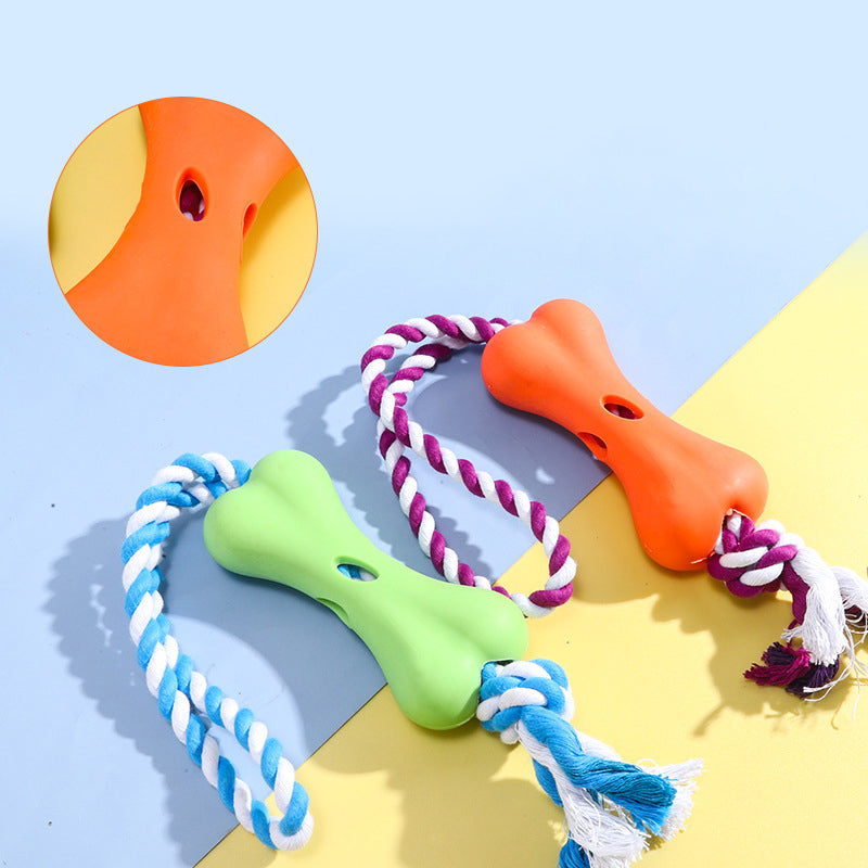 Pet Porous Leaking Bone Rope Knot Toy Gnawing Teeth To Relieve Boredom Can Put Beef Strips Cheese Dog Toy