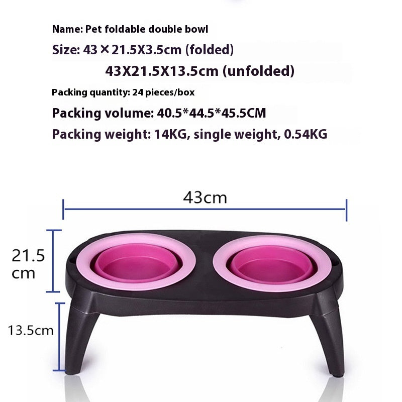 Pet Feeder Tpr Dog Bowl Folding Double Bowl