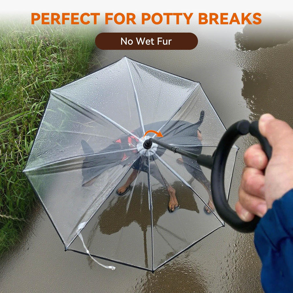 Dog Umbrella Small Breed, Clear Dog Umbrella Leash For Small Dogs, Keeps Dogs Dry Walking Rain, Doggie Rain Umbrella With Adjustable Leash,