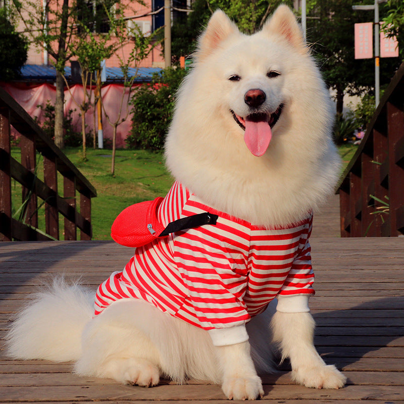 Medium-Sized Dog Large Dog Autumn And Autumn Striped Thin Vest