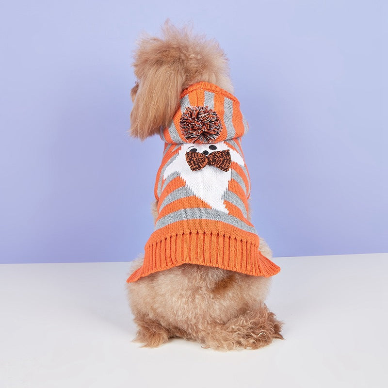 Halloween Knitted Hooded Pet Sweater