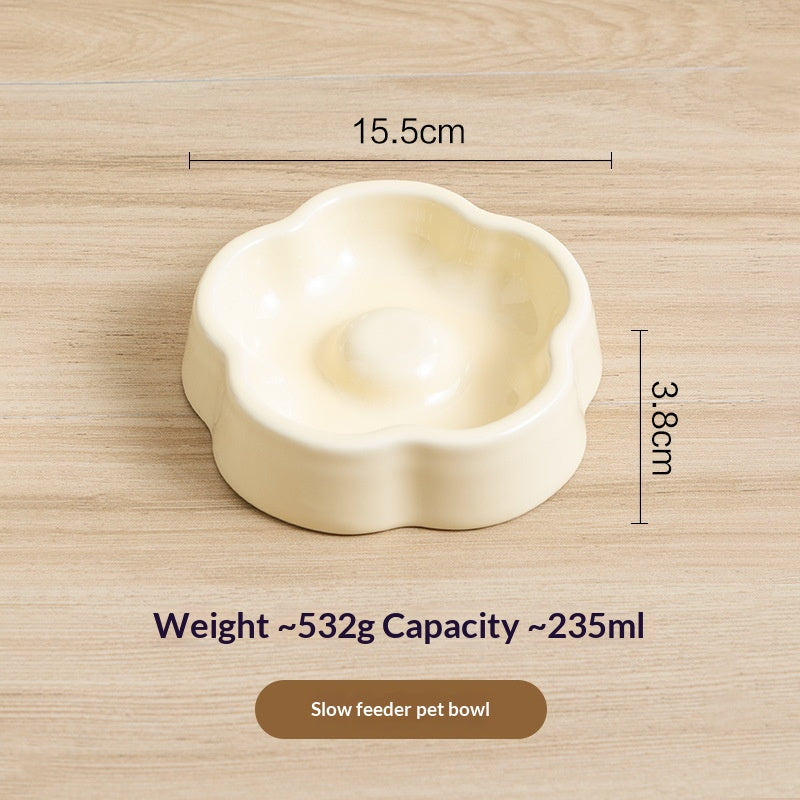 Macaron-Colored Bud-Shaped Ceramic Cat Bowl