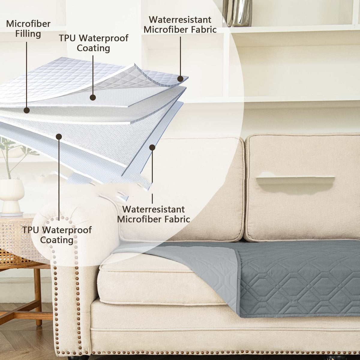 Contrast Color Double-Sided Waterproof Pet Sofa Cushion
