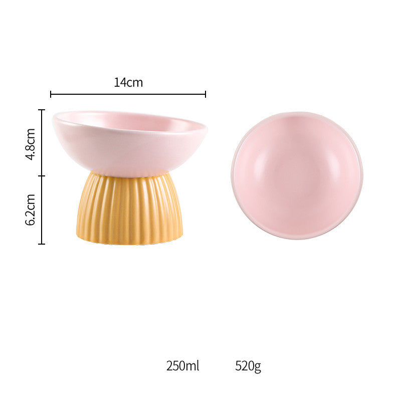 Ceramic Protection Cervical Vertebra Pet Bowl With High Vertical Pattern