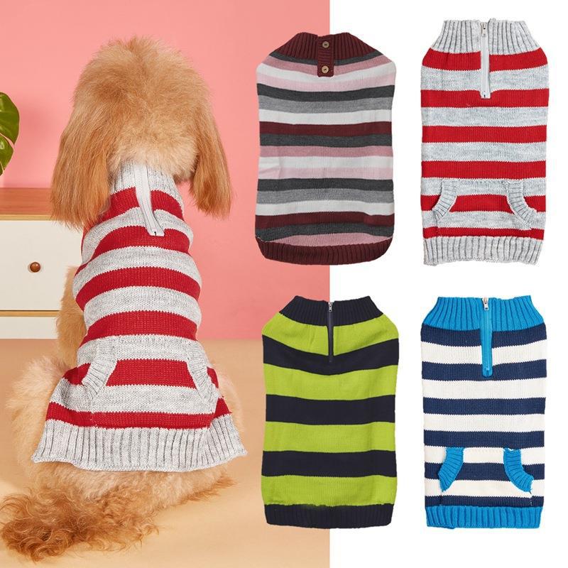 Contrast Color Dog Sweater With Zipper Pocket