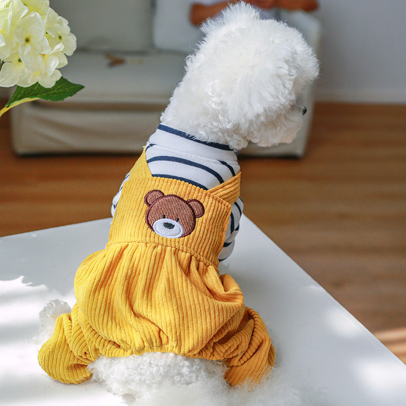 Fleece-Lined Teddy Bear Dog Overalls