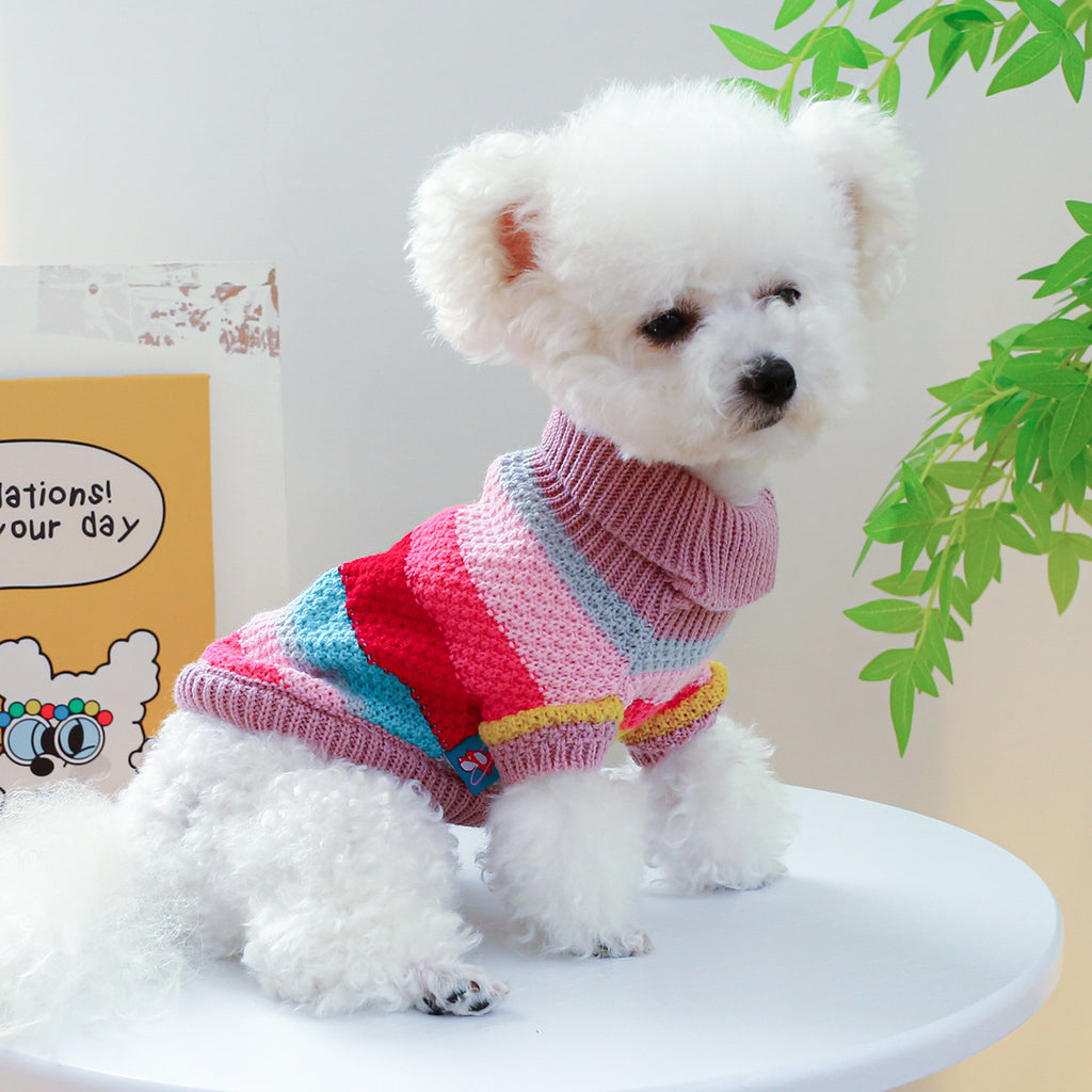 Comfortable Colorful Striped Dog Sweater