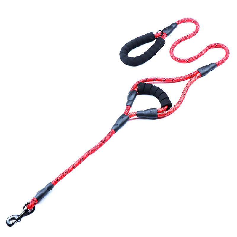 Nylon Woven Reflective Round Rope Double Handle Dog Hand Holding Rope