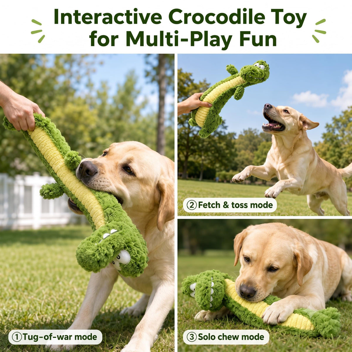 Squeaky Dog Plush Chew Toy, Interactive Tug Squeaky Toy For Chewers, Medium & Large Dogs & Fetch Play, Stuffed Long-Neck Toy With Soft Plush