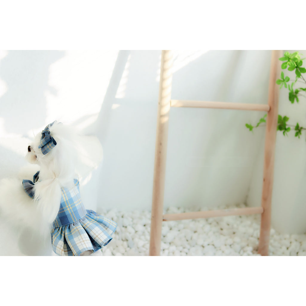Small Body Blue Jk Plaid College Style Cute Suspender Skirt