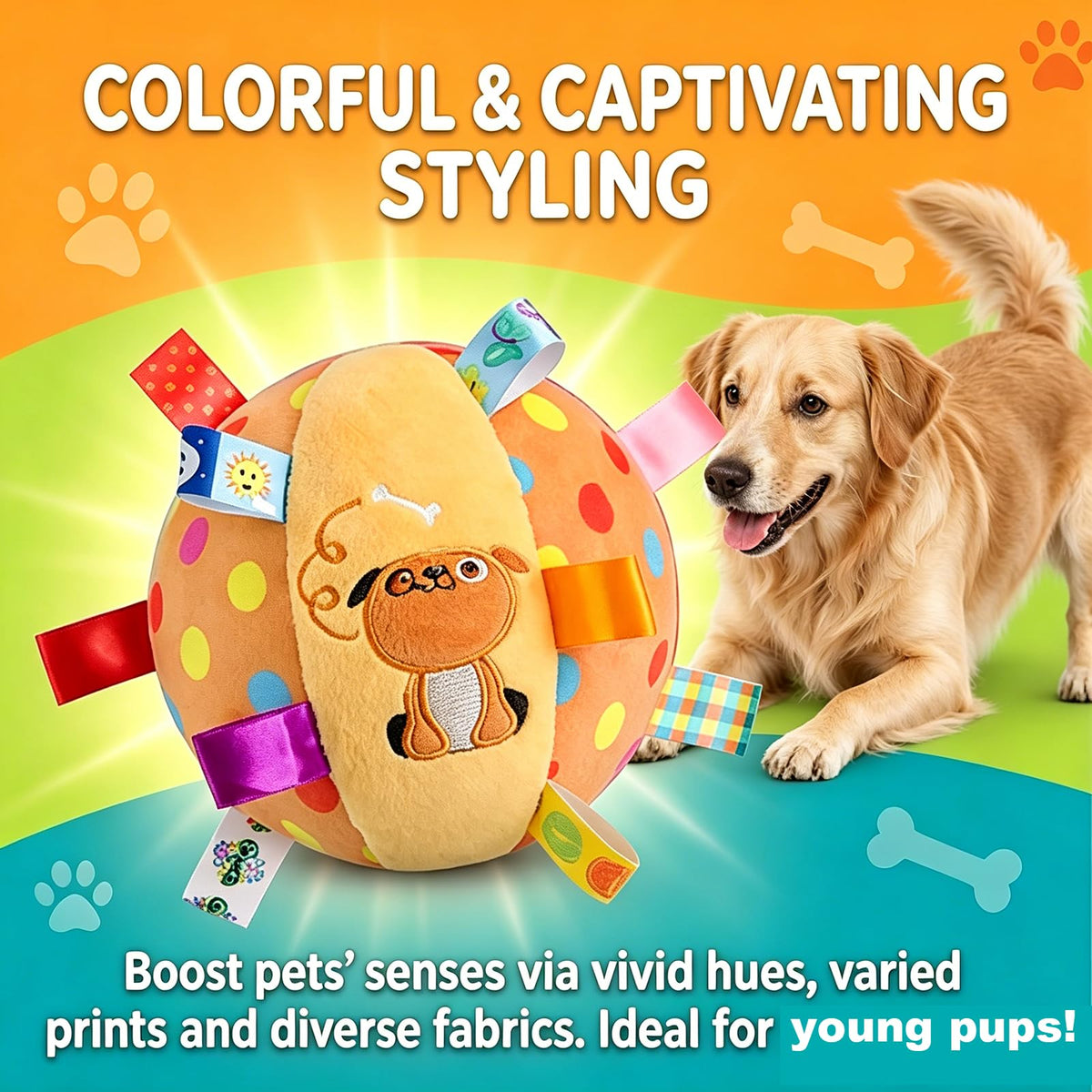 Colorful Squeaky Hanging Dog Toy With Bell