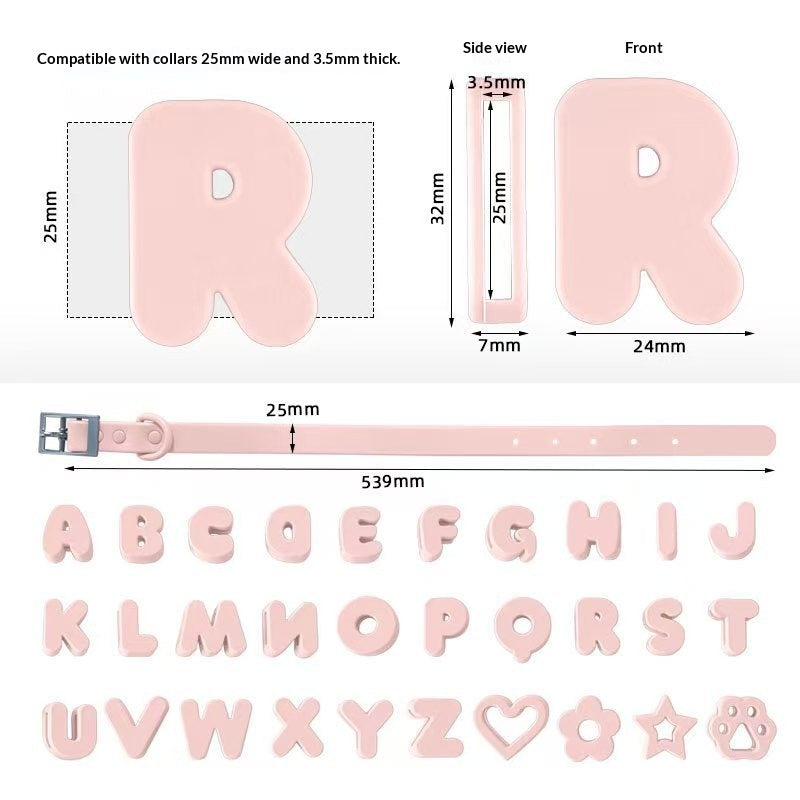 Pet Silicone Collar With Diy Letter And Rhinestone Accents, Adjustable