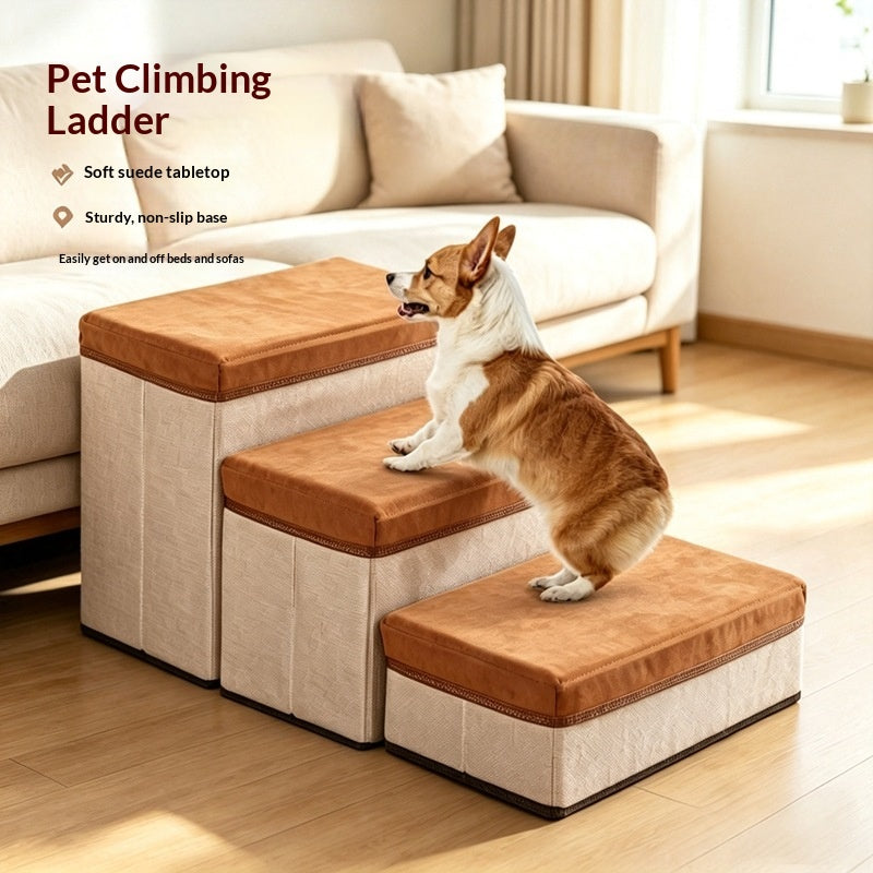 Three-Step Foldable Thickened Non-Slip Pet Stairs for Dogs