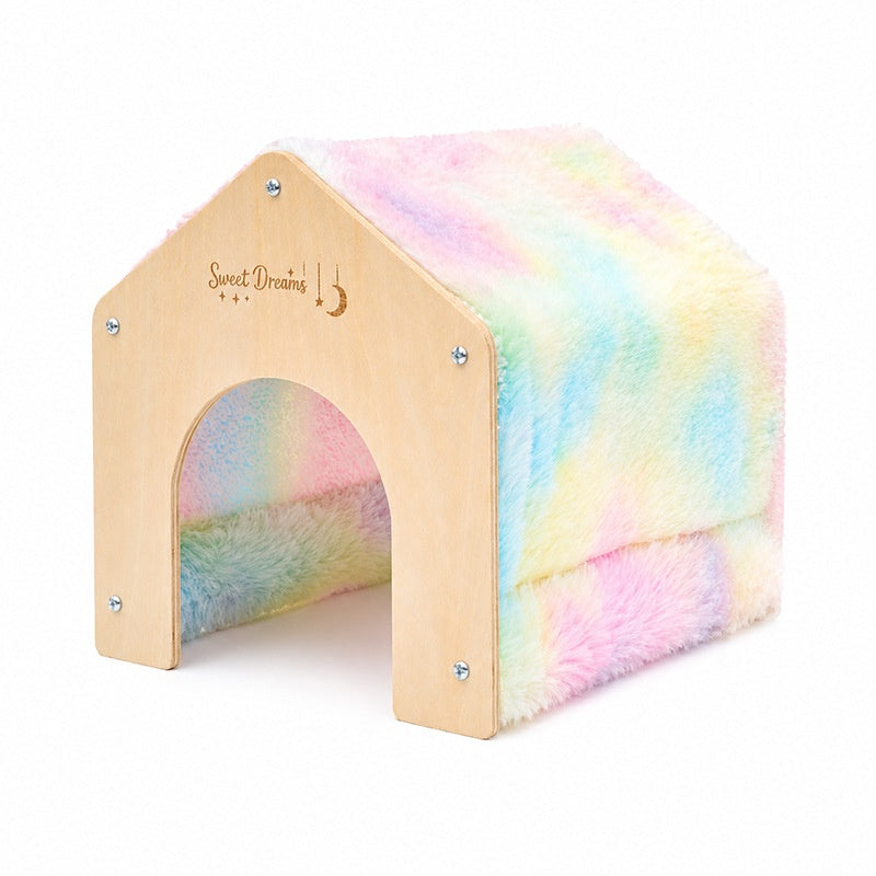 Small Pet Wooden House Guinea Pig Sleeping Nest Four-Season Universal Warm Colorful House