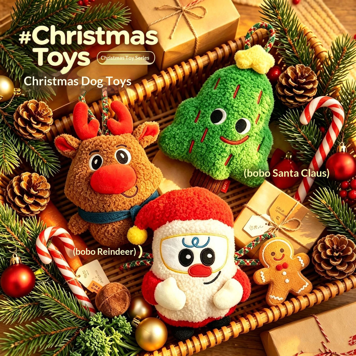 Chewable Knotted Rope Christmas Dog Toy
