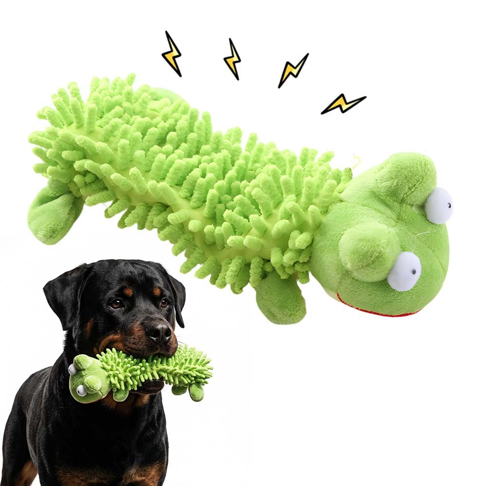 Indestructible Tough Plush Squeaky Dog Toy For Aggressive Chewers, Brown Dense Texture, Boredom Relief, Interactive Chew Toy, Durable Tug To