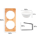 Small Dog Water And Food Feeder - Tilted Ceramic Bowl Set With Bamboo Stand
