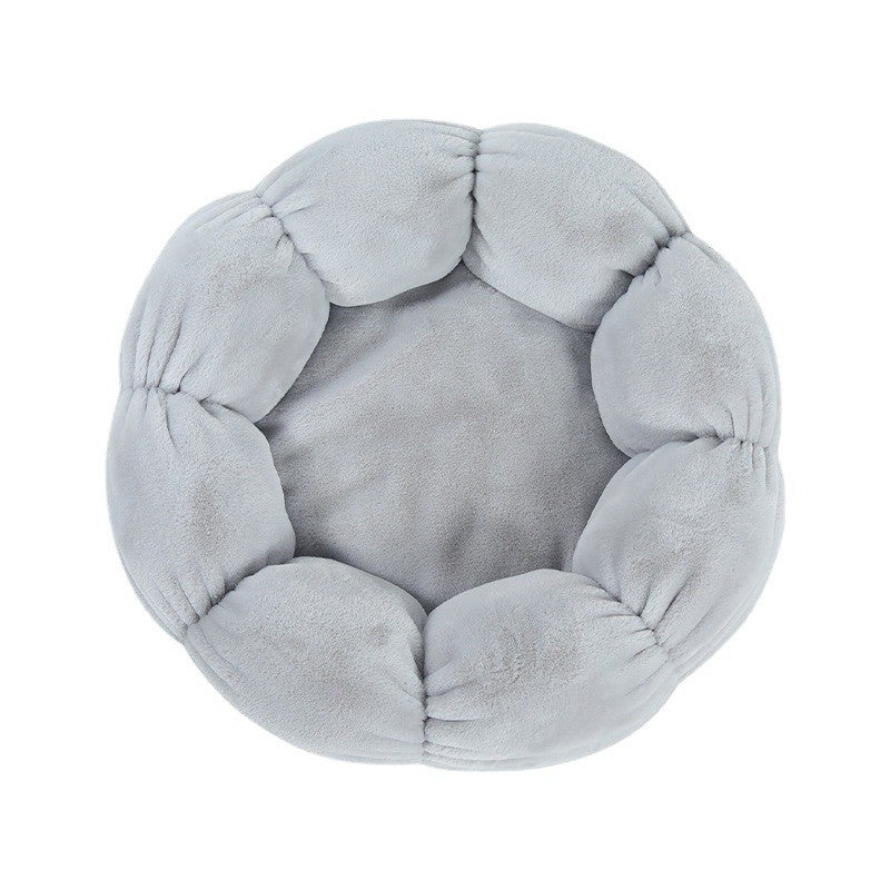 Plush Round Nest Flower Shape Doghouse