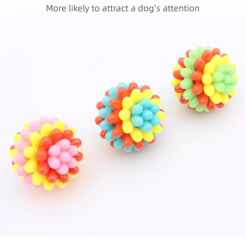 Pet Colorful Teething Toy Balls, Teething And Cleaning Teeth, Durable Rubber Elastic Dog Toys, Energy-Consuming Dog Toys