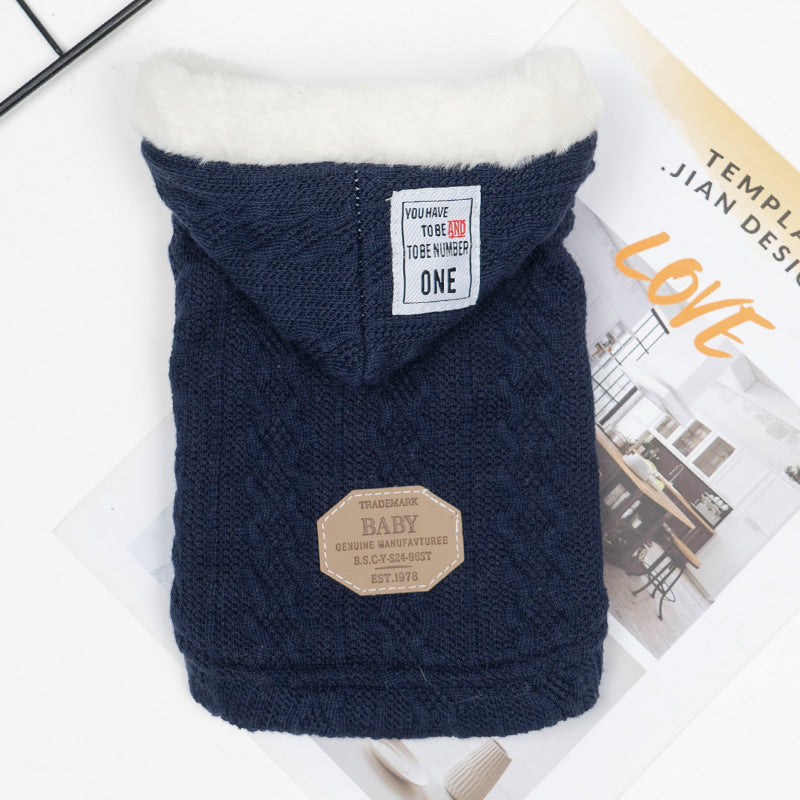 Autumn And Winter Thick Warm Hooded Sweater Pet Clothing