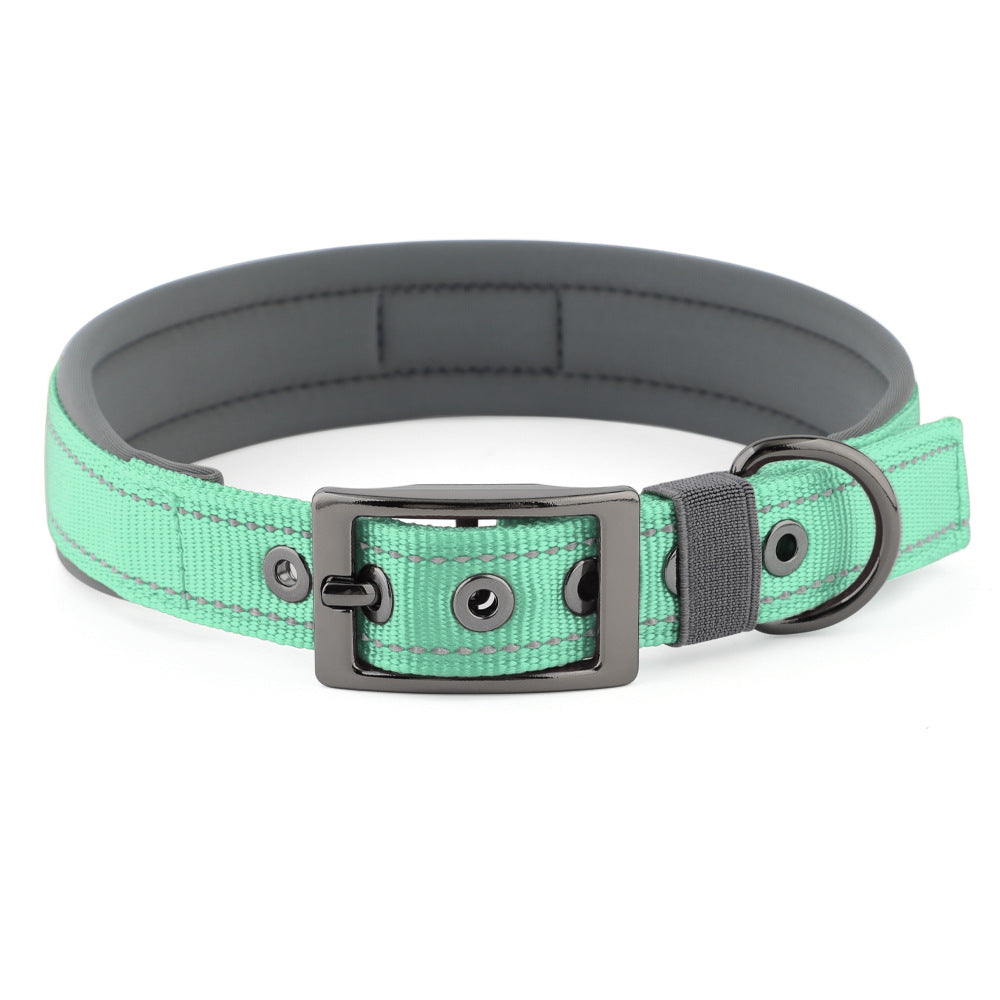 Reflective Dog Collar For Medium Dogs, Adjustable Wide Soft Comfortable Breathable Neoprene Padded Nylon Collar With Heavy Duty Metal Buckle