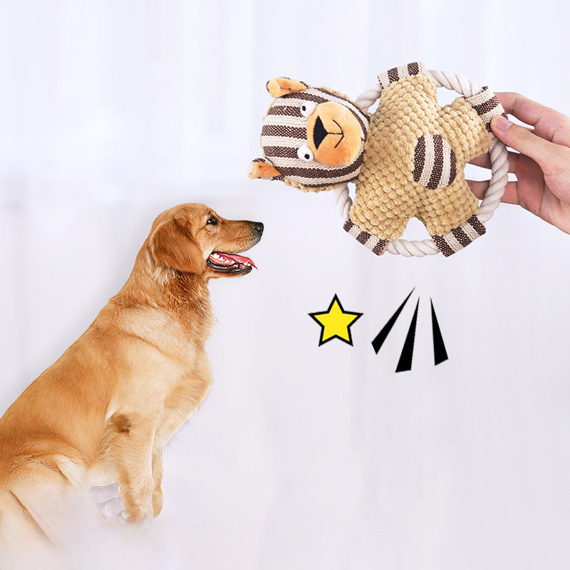 Pet Cotton Rope Toy Dog Sound Canvas Molar Teeth Cleaner Bite-Resistant Rope Knot Training Dog Toys Dog Toothbrush Dog Toys
