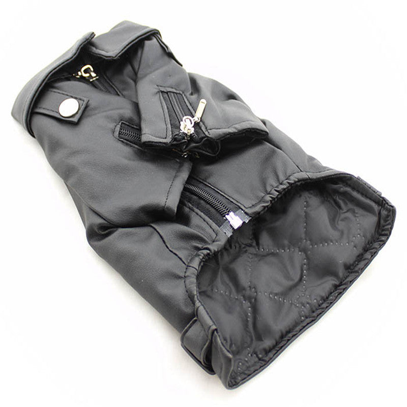 Small Dog Embroidered Eagle Artificial Leather Jacket