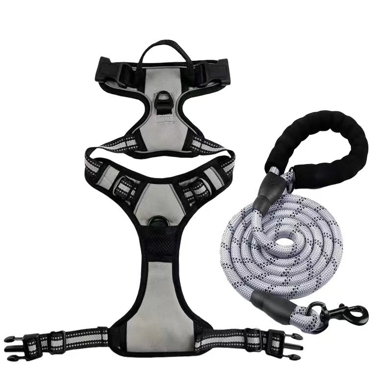 Multi-Layer All-In-One Pet Dog Harness And Leash Set - Durable Nylon Walking Rope For Small Medium Large Dogs Outdoor Training