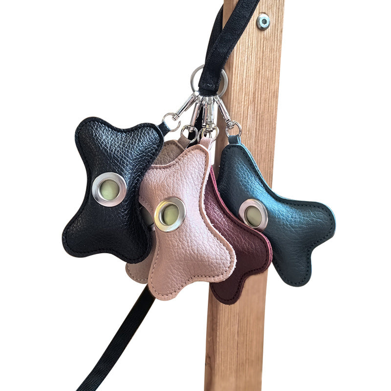 Pet Waste Bag Holder Portable Stylish Pu Leather Design