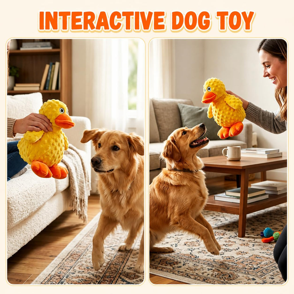 Durable Squeaky Plush Dog Toy, Chew Guard Stuffed Chew Toys For Aggressive Chewers, No Stuffing Soft Puppy Toys For Large Medium Dogs