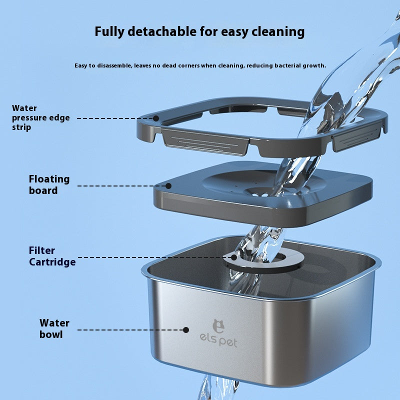 Pet Water Bowl Stainless Steel Floating Bowl Water Feeder Anti-Tumble