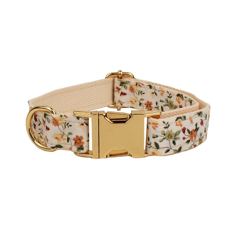 Small White Flower Pet Dog Collar Suit