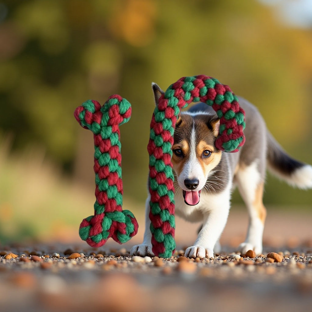 Christmas Pet Cotton Rope Cane Toy Set Bite-Resistant Molar Interactive Dog Toy Teeth Clean Festive Toy For Small Medium Dogs