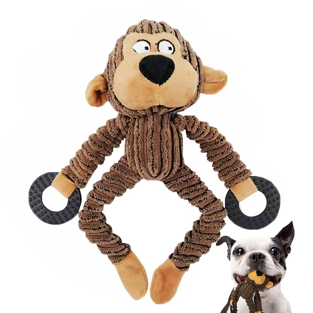 Squeaky Monkey Plush Dog Toy