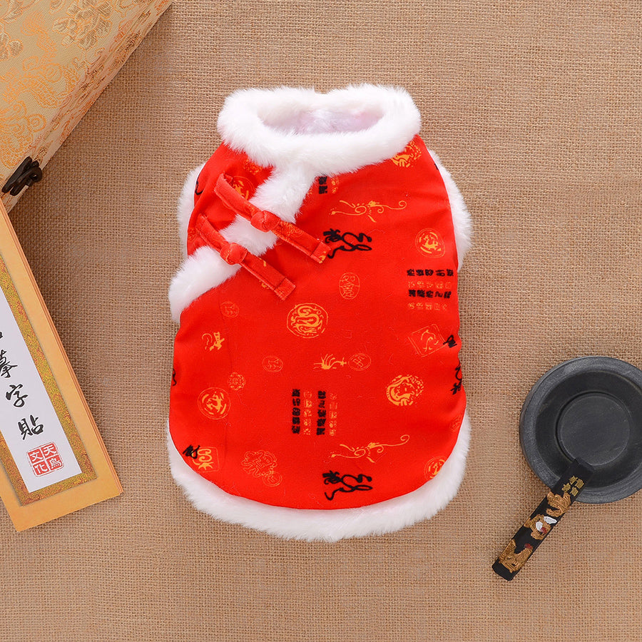 Dog Clothes Winter Thicken Warm Tang Suit