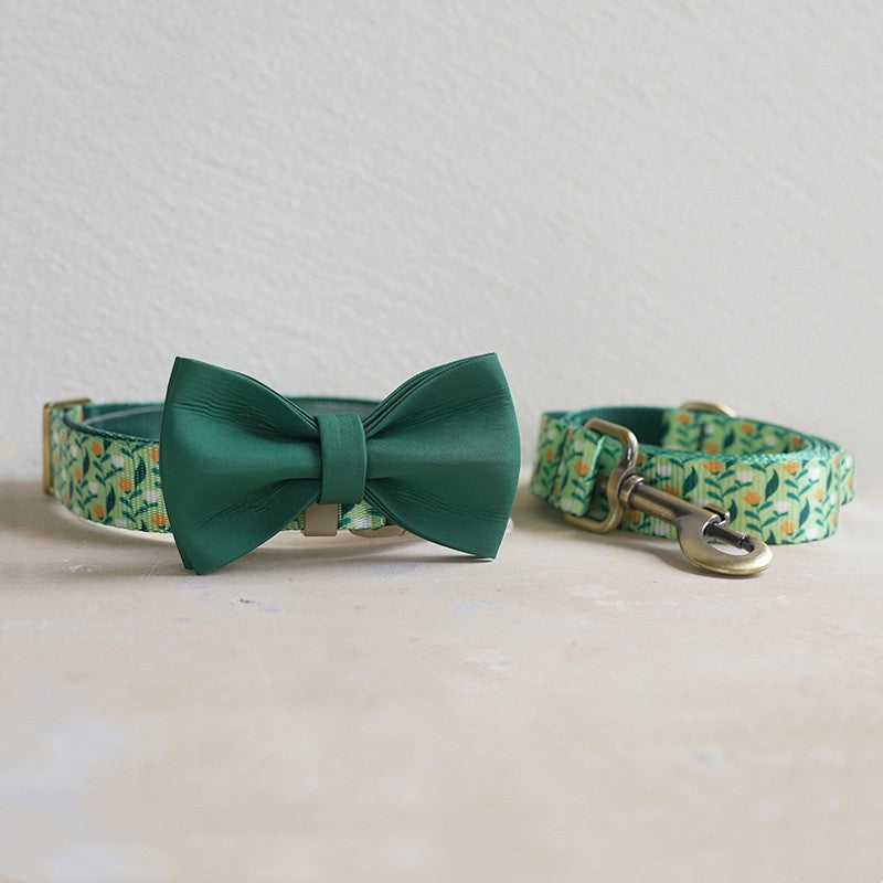 Floral Knitted Collar Set With Traction Rope